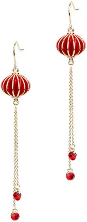 1 Pair Red Drop Earrings for Women Fashionable Ball Heart Dangle Earrings Long Earrings for Chirstmas New Year Gifts