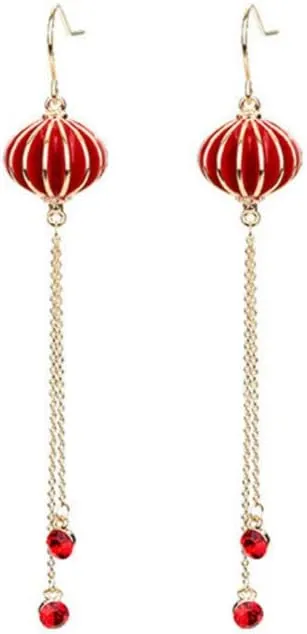1 Pair Red Drop Earrings for Women Fashionable Ball Heart Dangle Earrings Long Earrings for Chirstmas New Year Gifts