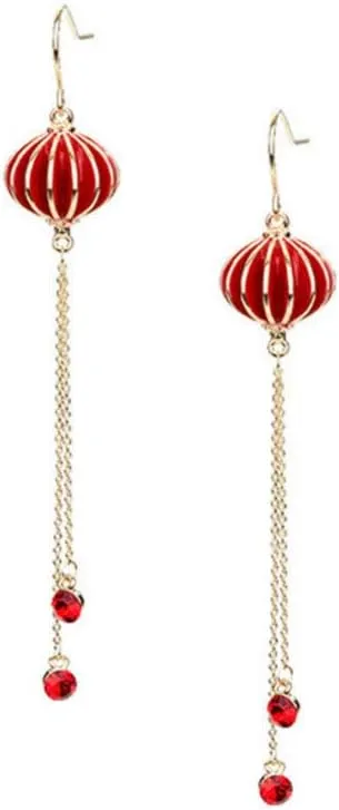 1 Pair Red Drop Earrings for Women Fashionable Ball Heart Dangle Earrings Long Earrings for Chirstmas New Year Gifts