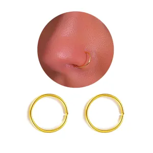1 Pairs Handmade 925 Sterling Silver Nose Rings Hoop Earrings for Women 18K Gold Hoops Set for Cartilage Tragus Septum Helix Thin Multiple Piercing Jewelry 6mm 7mm 8mm 9mm