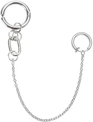 1 Set Punk Cool Nose Chain Fake Earrings Lip with Long Chains Non-Piercings Earring Ear Clip Body Jewelry