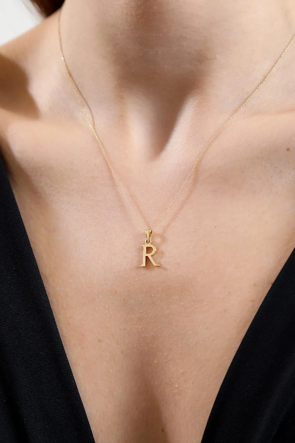 100% 14k Real Gold Necklace for Women | Dainty Charm Alphabet Name Letter Initial Necklaces for Women | Custom Pendant Jewelry for Her | Birthday Gifts for Women & Girls | 18''