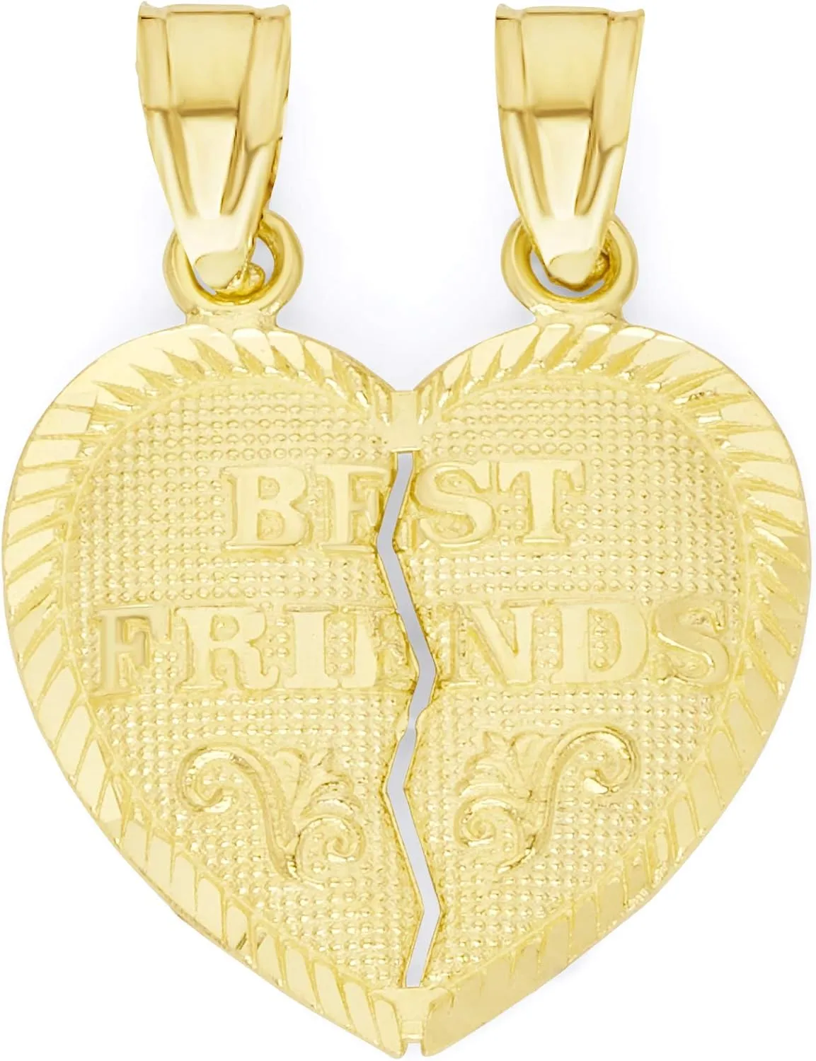 10k Solid Gold Breakable Best Friends Heart Pendant