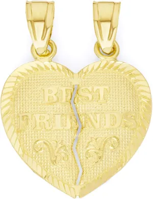 10k Solid Gold Breakable Best Friends Heart Pendant