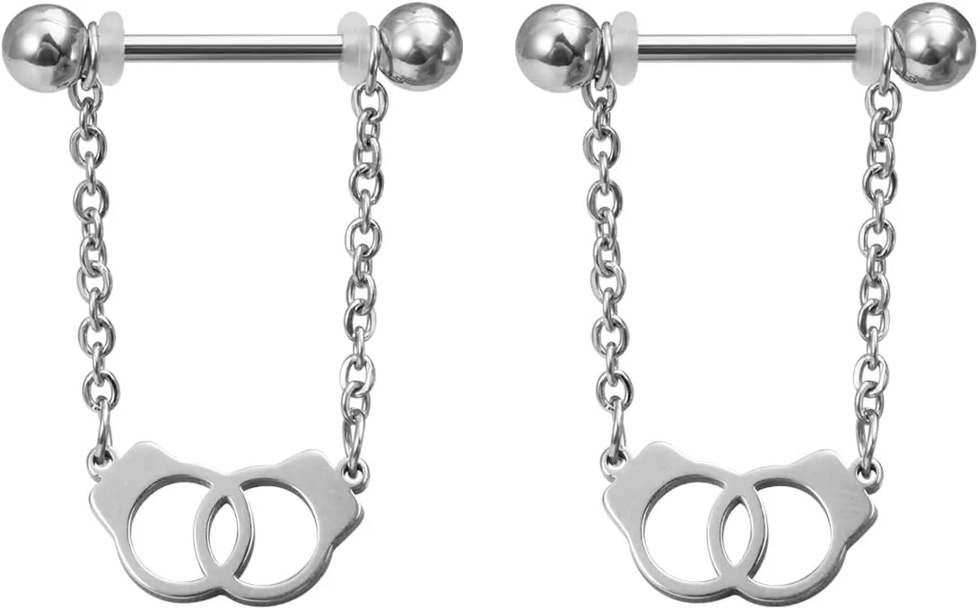 14G Chain Dangle Nipple Rings for Women Stainless Steel Nipplerings Nipple Shield Studs Barbells Nipple Piercing Jewelry