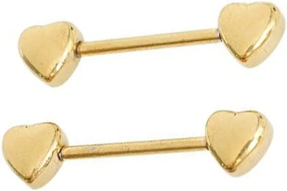 14G Minimalist Heart Nipple Rings Stainless Steel Love Hearts Nipplerings Straight Tongue Rings Barbell Bar Piercing Body Jewelry Gifts for Women BFF