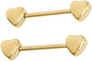 14G Minimalist Heart Nipple Rings Stainless Steel Love Hearts Nipplerings Straight Tongue Rings Barbell Bar Piercing Body Jewelry Gifts for Women BFF
