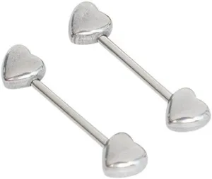 14G Minimalist Heart Nipple Rings Stainless Steel Love Hearts Nipplerings Straight Tongue Rings Barbell Bar Piercing Body Jewelry Gifts for Women BFF