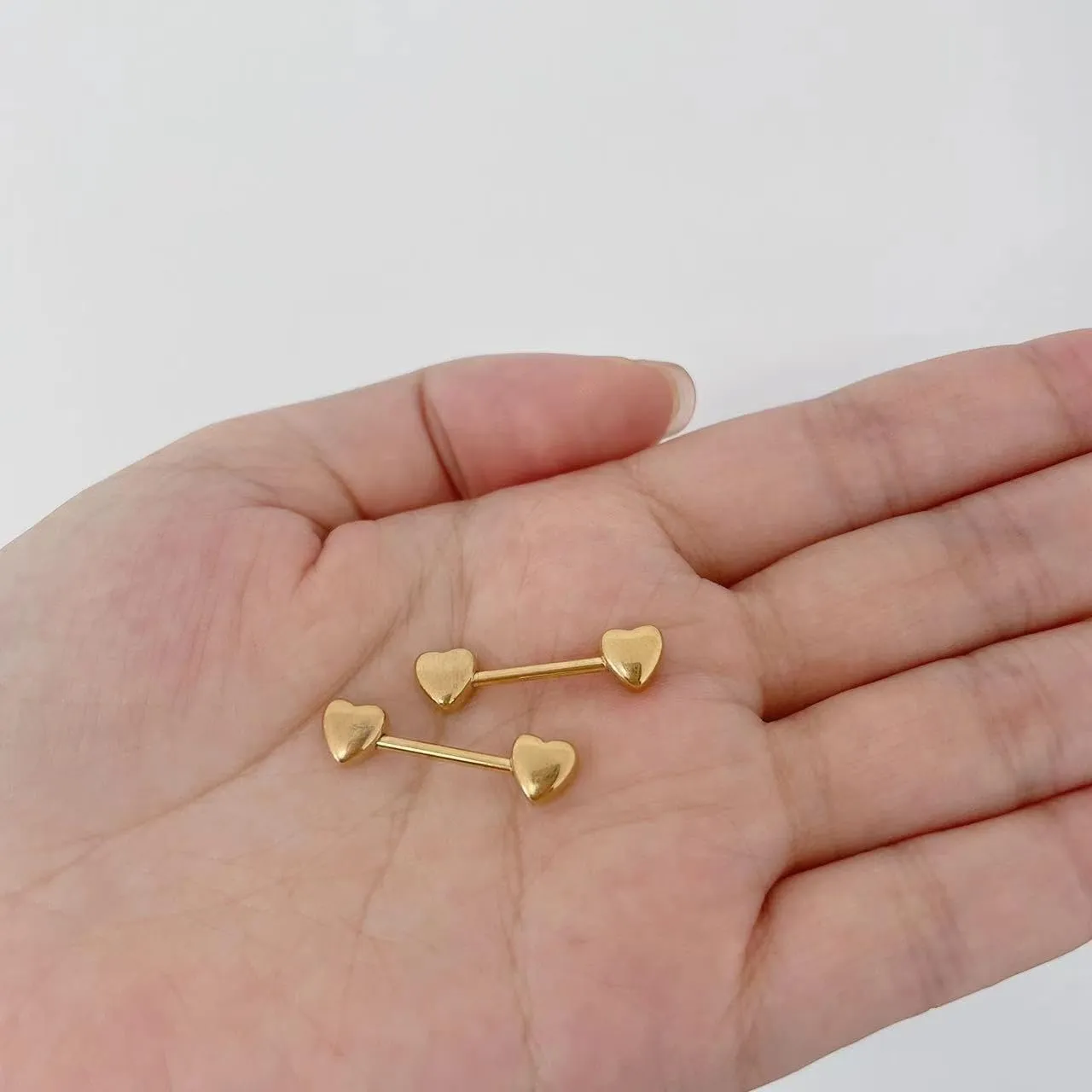 14G Minimalist Heart Nipple Rings Stainless Steel Love Hearts Nipplerings Straight Tongue Rings Barbell Bar Piercing Body Jewelry Gifts for Women BFF