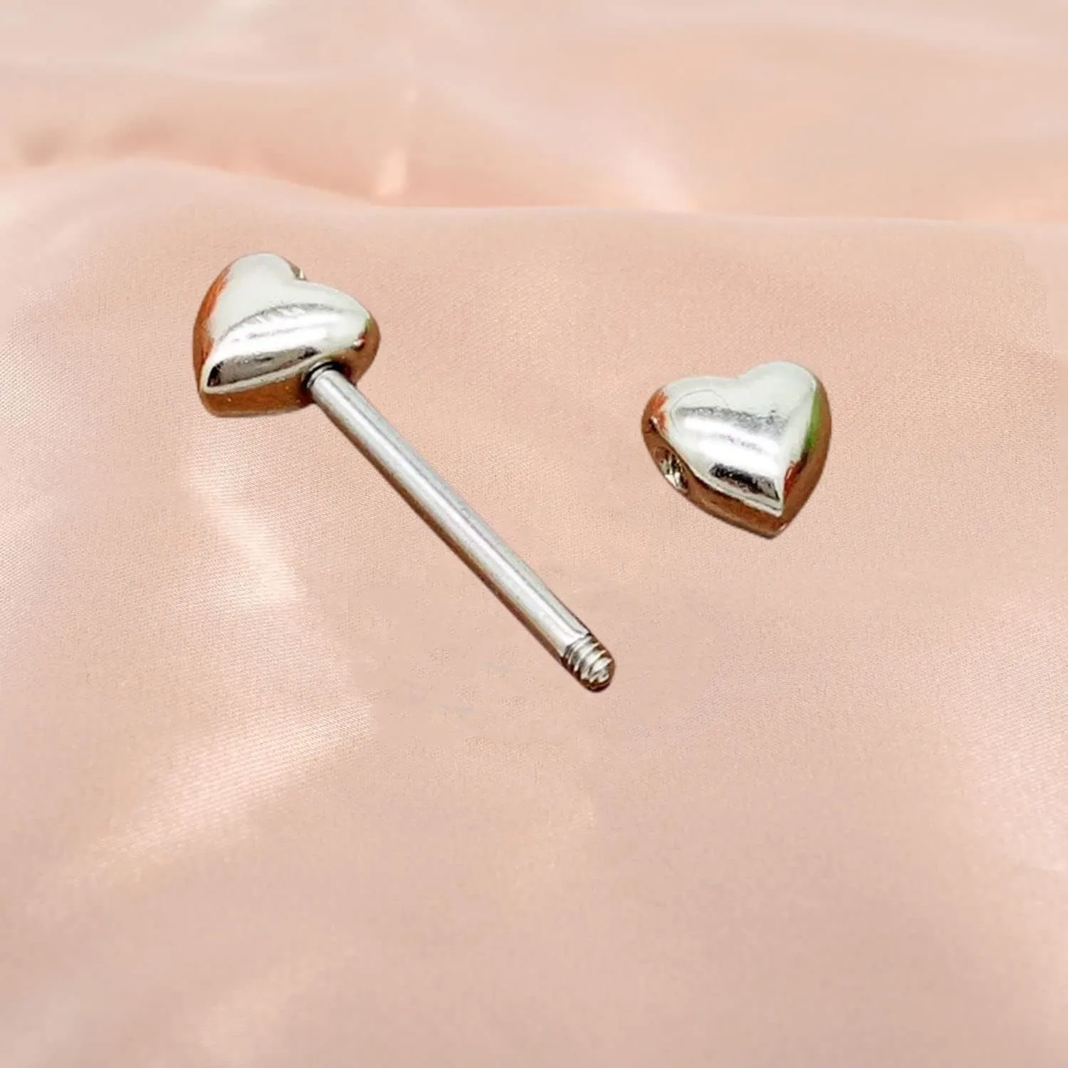 14G Minimalist Heart Nipple Rings Stainless Steel Love Hearts Nipplerings Straight Tongue Rings Barbell Bar Piercing Body Jewelry Gifts for Women BFF