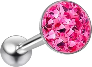 14g Tongue Ring Flat Head Glittery Ball Sparkling Crystal Piercing Jewelry For Women Sparkly CZ Top