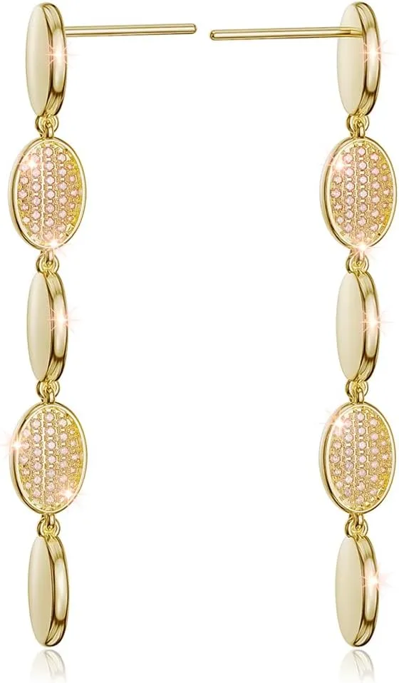 14K Gold Dangle Earrings for Women | Diamond Teardrop Statement Earrings | Dainty & Elegant Paperclip Drop Earrings | Luxury Jewelry Gift