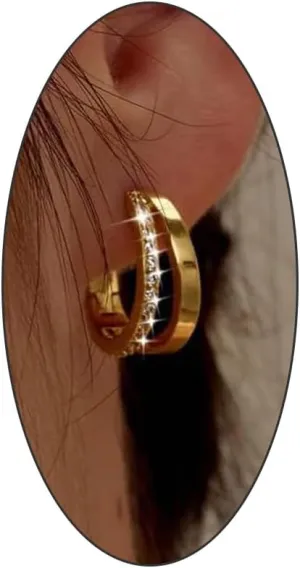 14k Gold Hoop Earring for Women, Trendy Hypoallergenic Cubic Zirconia Double Hoop Earrings,Statemnet Huggie Earrings Gifts for Friends