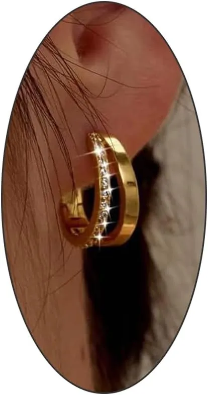 14k Gold Hoop Earring for Women, Trendy Hypoallergenic Cubic Zirconia Double Hoop Earrings,Statemnet Huggie Earrings Gifts for Friends