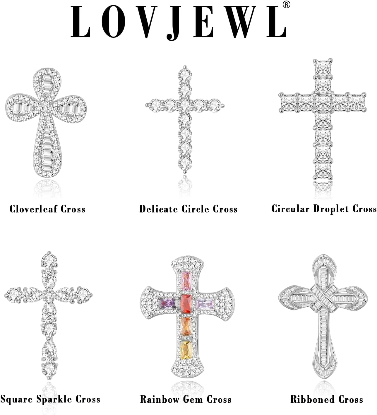 14K Gold Plated Dainty Cross Necklace for Women, Non Tarnish Cross Silver Pendants Necklaces for Women Trendy, Medium Cubic Zirconia Necklace for Women