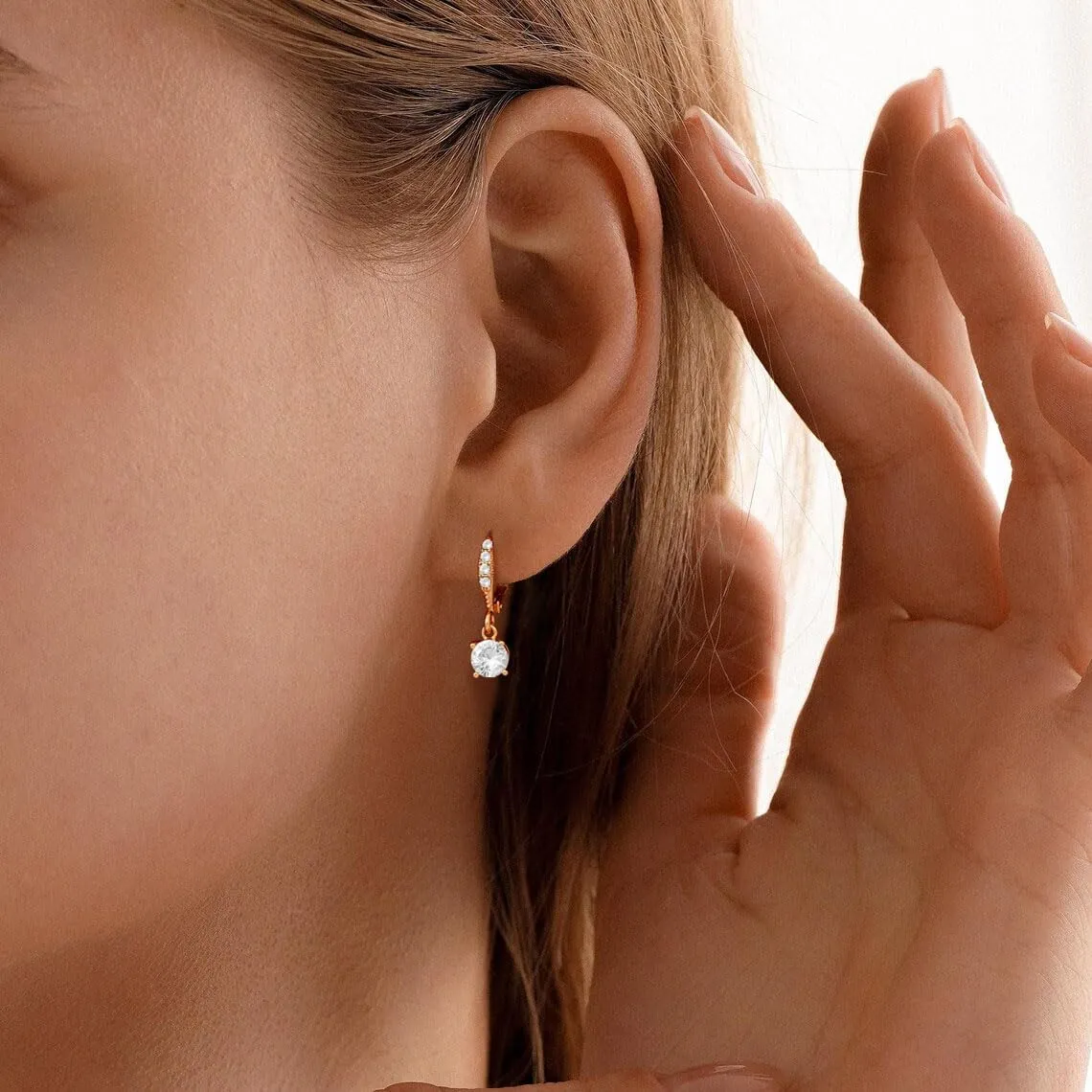 14K Gold Plated Earrings for Women Dainty Hypoallergenic Diamond Hoop Earring Minimalist Sparkly Cubic Zirconia Earrings Jewelry for Gifts