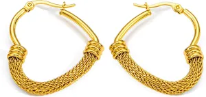 14K Gold Plated Heart Shaped Hoop Earrings for Women Hypoallergenic Stainless Steel Large Elegances Wedding Earrings 35mm Unique Bridesmaid Gifts