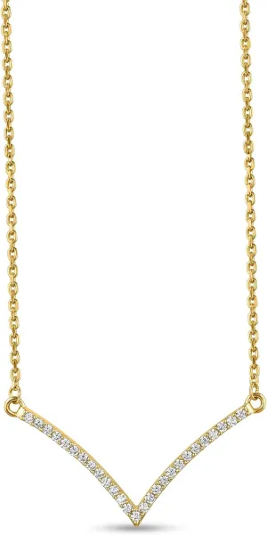 14k Gold Plated Necklace For Women - 1.1ct D/VVS1 Simulated Diamond Pendant Necklace Set For Women - Classy Chevron Diamond Necklace Jewelry - Beautiful Sterling Silver Womens Jewelry Set - Best For Gift (Yellow Gold)