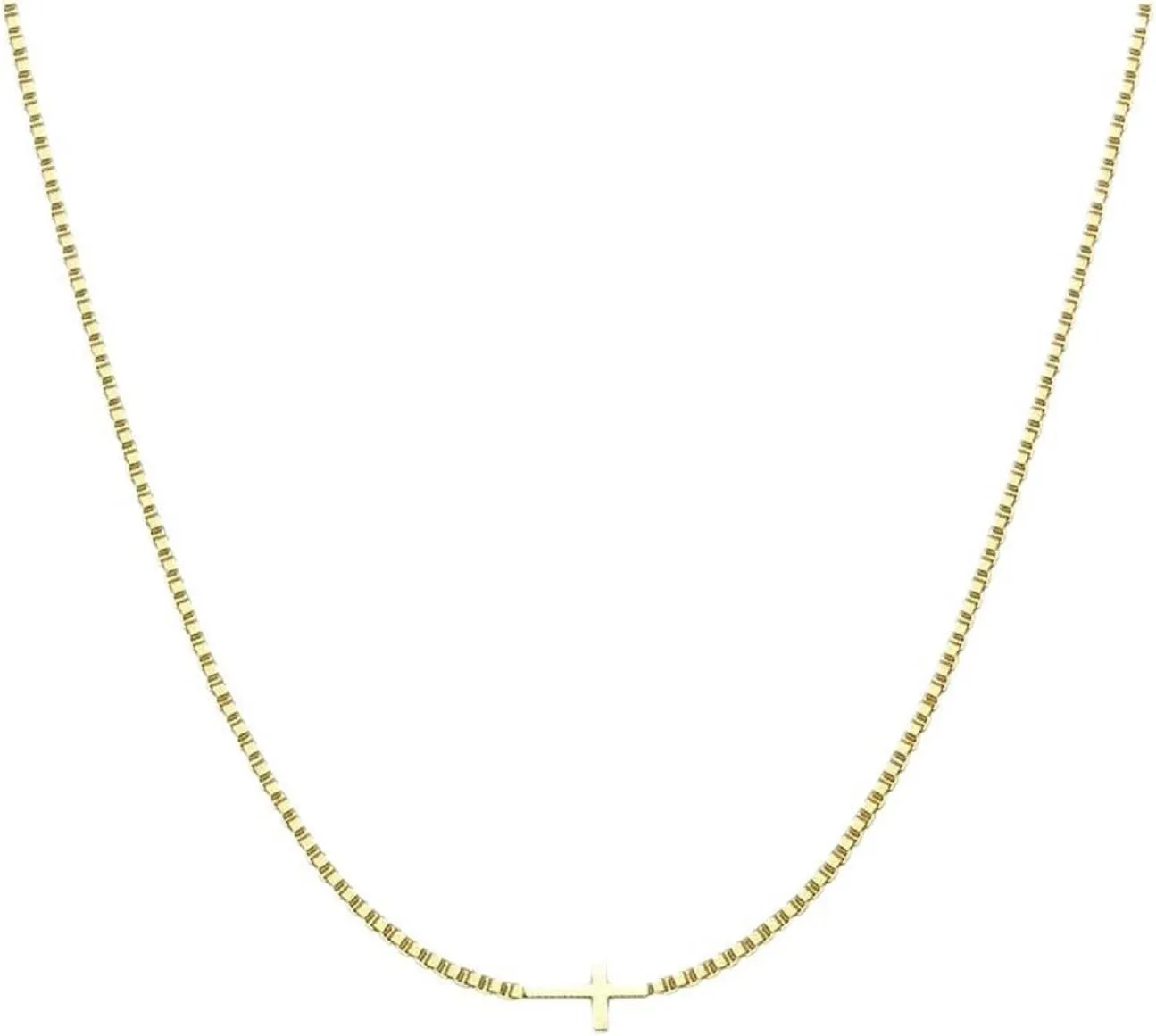 14K Real Gold Plated Dainty Cross Pendant Choker Necklace for Women  Simple & Trendy Faith Jewelry, Minimalist Religious Gift