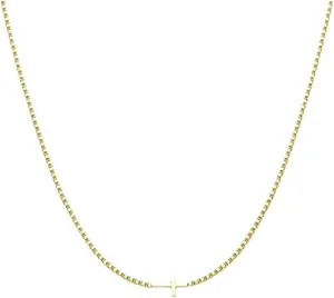 14K Real Gold Plated Dainty Cross Pendant Choker Necklace for Women  Simple & Trendy Faith Jewelry, Minimalist Religious Gift