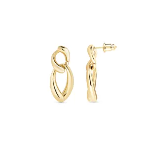 14K Real Gold Plated Geometric Drop Dangle Earrings, Push Back Gold Earrings for Women and Girls, Jewelry for Women