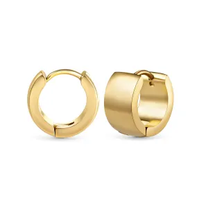14K Real Gold Plated Small Chunky Thick Hoop Earrings Minimalist Gold Earrings for Women and Girls - Jewelry for Women