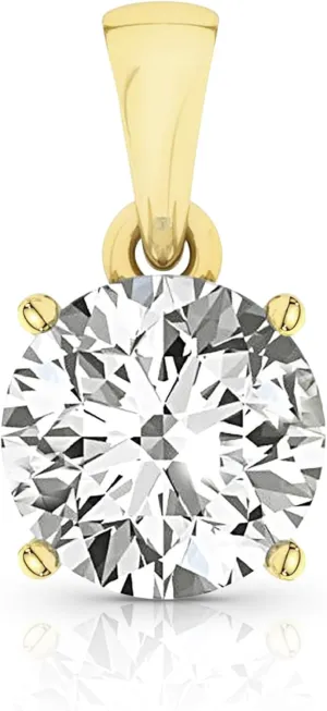 14K Solid White or Yellow Gold Lab Grown Moissanite Solitaire Pendant Necklace | Dangle Bail | Round, Cushion, Oval Cut | Pendant Only or Necklace| Fine Jewelry Luxury Gift