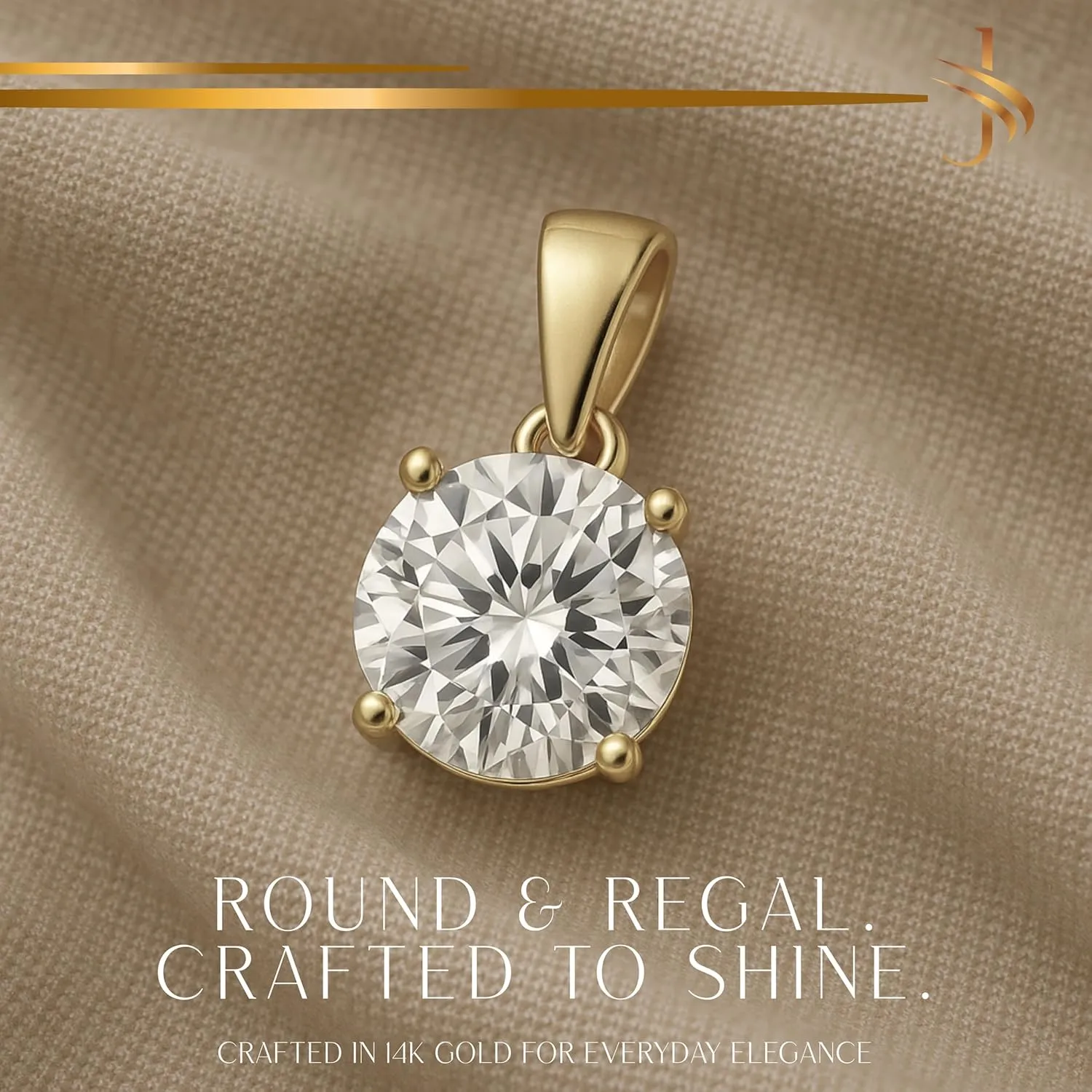 14K Solid White or Yellow Gold Lab Grown Moissanite Solitaire Pendant Necklace | Dangle Bail | Round, Cushion, Oval Cut | Pendant Only or Necklace| Fine Jewelry Luxury Gift
