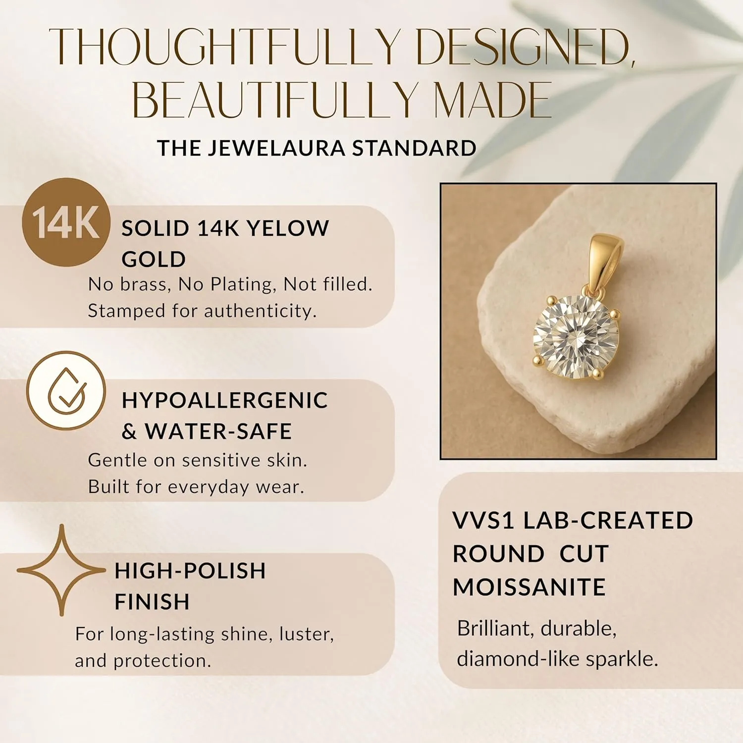 14K Solid White or Yellow Gold Lab Grown Moissanite Solitaire Pendant Necklace | Dangle Bail | Round, Cushion, Oval Cut | Pendant Only or Necklace| Fine Jewelry Luxury Gift