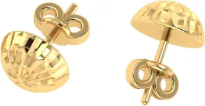 14K Solid Yellow Gold Diamond-Cut Half Ball Stud Earrings  Lightweight & Hypoallergenic  Dainty Polished Studs with Secure Push Backs  Elegant Everyday Luxury  by SILVER SMILE