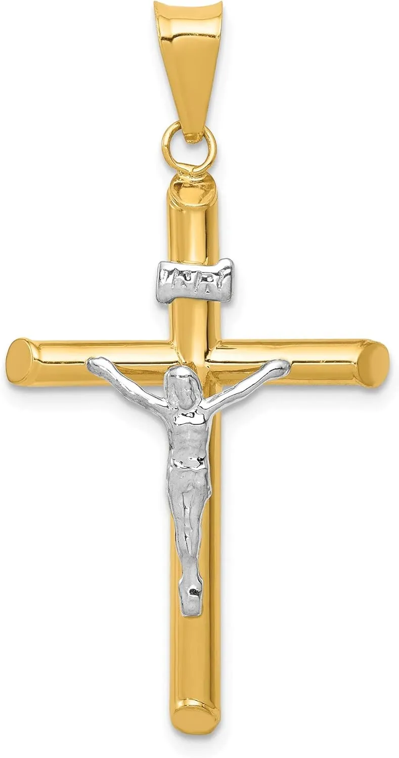 14k Two-Tone Polished Jesus Crucifix Pendant, 14k Two-tone