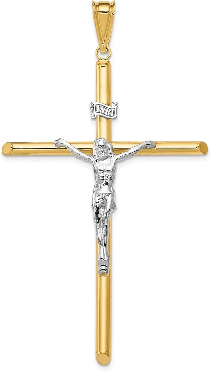 14k Two-Tone Polished Jesus Crucifix Pendant, 14k Two-tone