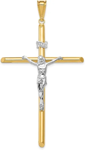 14k Two-Tone Polished Jesus Crucifix Pendant, 14k Two-tone