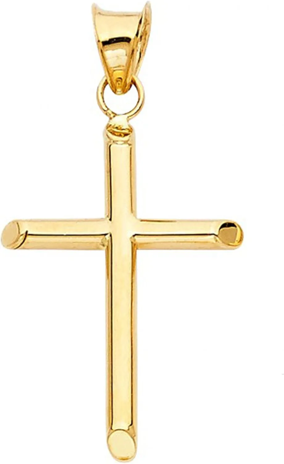 14K Yellow Gold Box Chain Cross Pendant Necklace - Real Yellow Gold Religious Charm Pendant Necklace - Ideal Gift for Men and Women