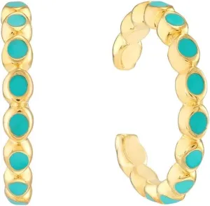 14K Yellow Gold Turquoise Enamel Bezel Ear Cuffs - by Dazyle
