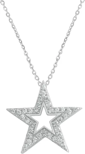 1/5 cttw Round Cut IGI Certified Lab Grown Diamond Star David Pendant Necklace | 18" Chain 14K White Gold Or Yellow Gold Plated Over 925 Sterling Silver (Clarity: VS, Color: FG, 0.22 cttw)