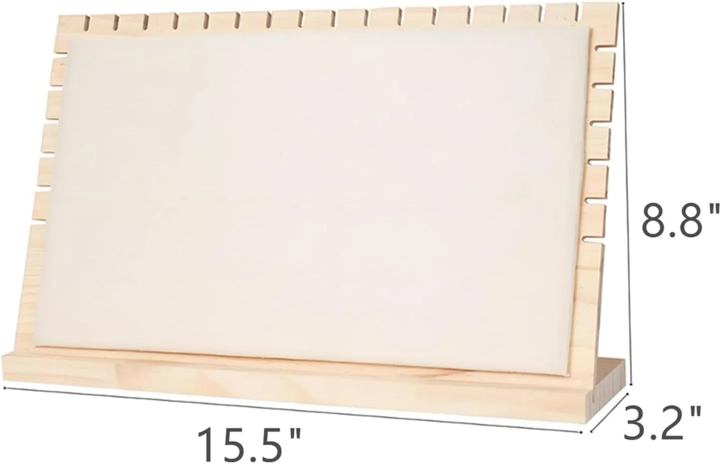 15.5" Horizontal Necklace Jewelry Display Stand with Flannelette Soft Mat Wood Necklace Pendant Chain Jewelry Tabletop Display Storage Holder for Vendors Exhibitor Craft Shows (1, Apricot)