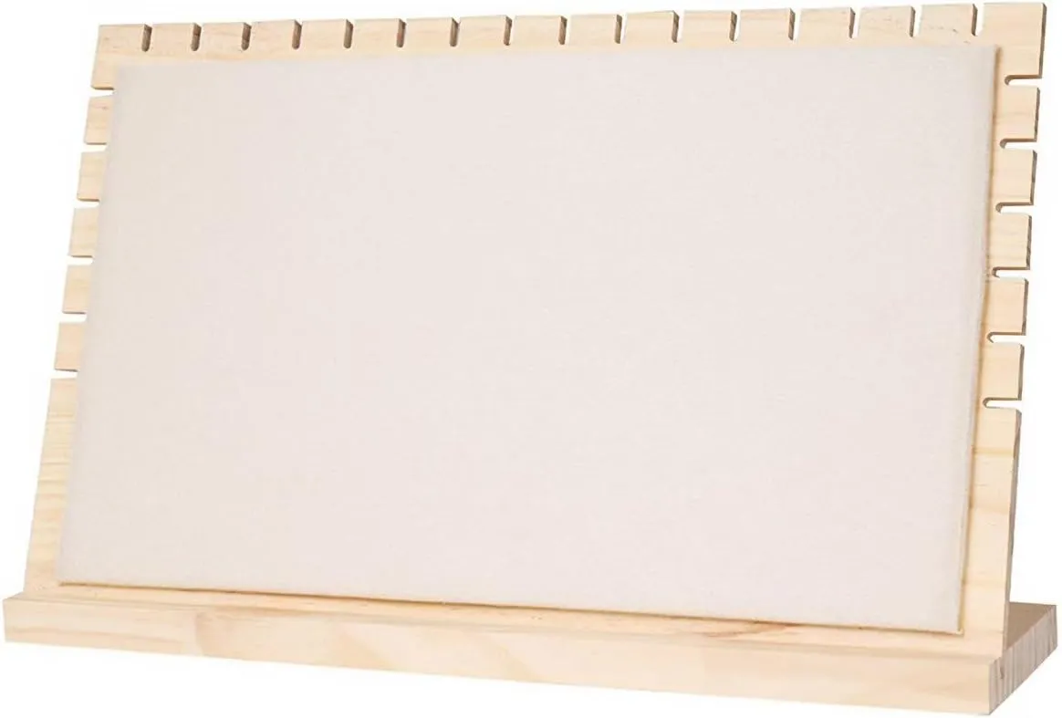 15.5" Horizontal Necklace Jewelry Display Stand with Flannelette Soft Mat Wood Necklace Pendant Chain Jewelry Tabletop Display Storage Holder for Vendors Exhibitor Craft Shows (1, Apricot)