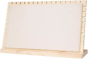 15.5" Horizontal Necklace Jewelry Display Stand with Flannelette Soft Mat Wood Necklace Pendant Chain Jewelry Tabletop Display Storage Holder for Vendors Exhibitor Craft Shows (1, Apricot)