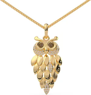 1/6 Cttw Round Cut Natural Diamond Vintage Owl Pendant Necklace In 925 Sterling Silver With Chain (18 Inch) For Women | (Color J-K, Clarity I1-I2) | Real Diamond Fine Jewelry Gift Box Included