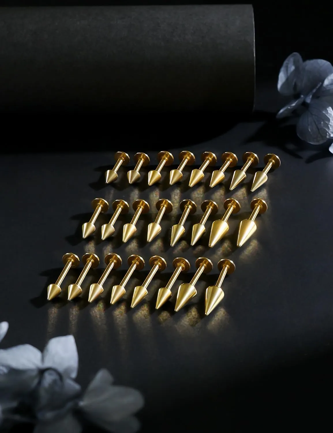 16G Spike Snake Bites Jewelry Tragus Conch Helix Piercing Jewelry Monroe Lip Rings Medusa Labret Piercing Jewelry Flat Back Cartilage Earrings for Women Silver Black Gold Rainbow 6MM 8MM 10MM