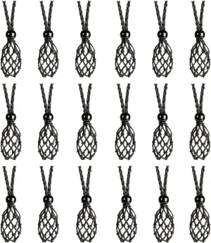 18 PCS Crystal Cage Necklace Holder Necklace Cord Empty Stone Holder Replacement Hand-Woven Necklace Cord with Adjustable Length