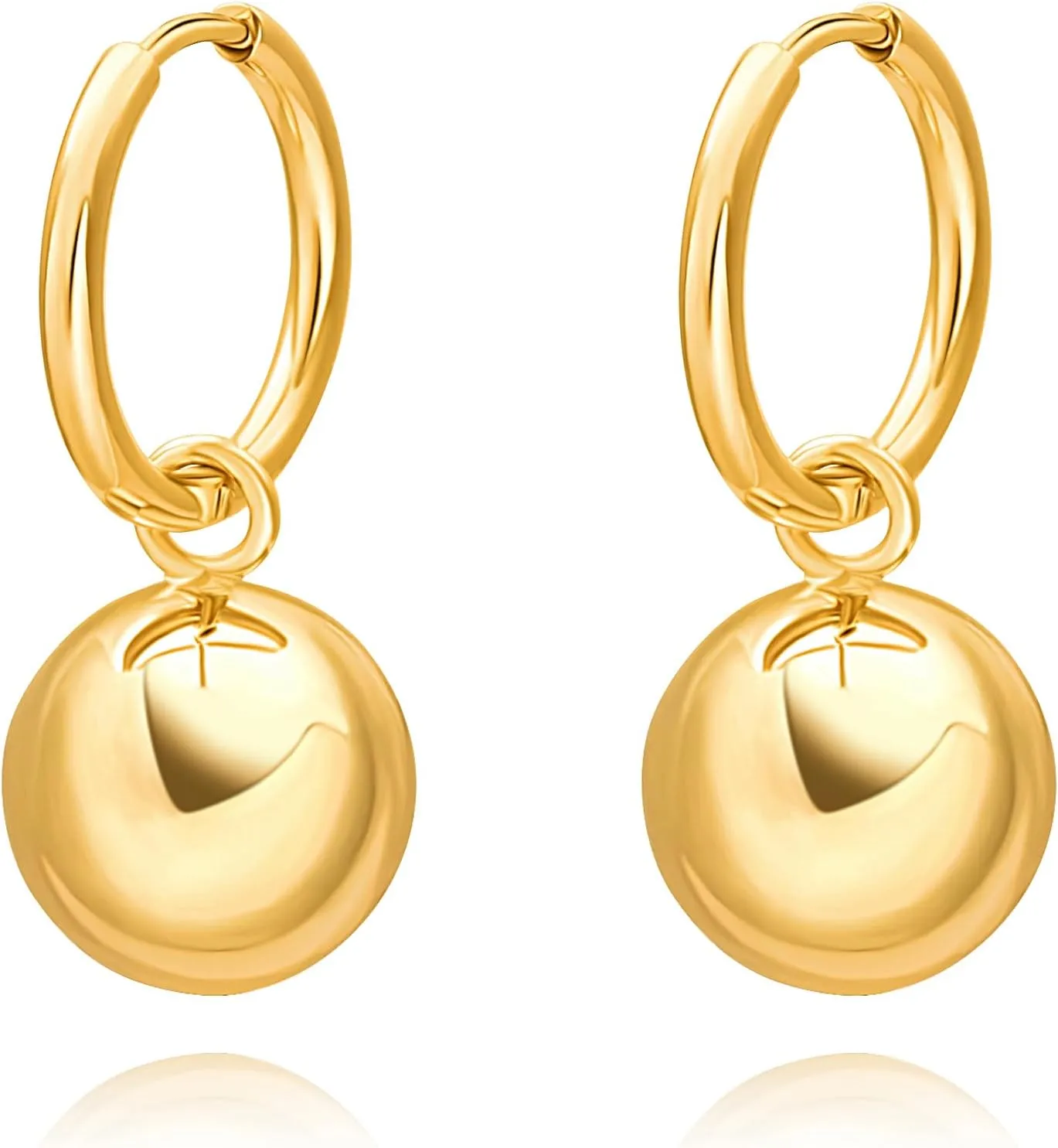 18K Gold Plated Ball Pendant Earrings Exquisite Charm Earrings for Women