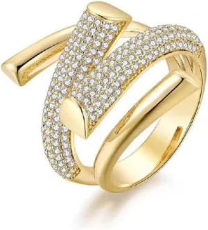 18K Gold Plated Cross Layered Rings for Women,Gold Geometric Thick Dome Chunky Rings Simple Curved Eternity Ring Statement Ring Jewelry for Women Gifts