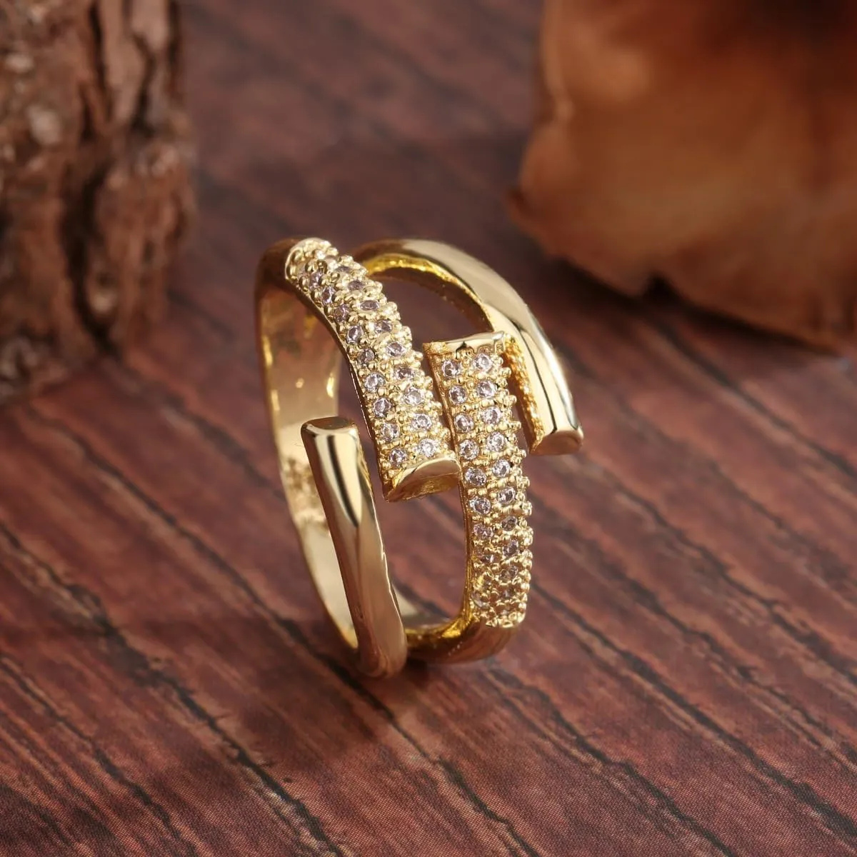 18K Gold Plated Cross Layered Rings for Women,Gold Geometric Thick Dome Chunky Rings Simple Curved Eternity Ring Statement Ring Jewelry for Women Gifts
