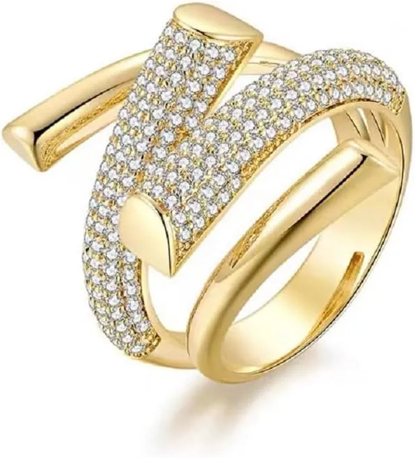 18K Gold Plated Cross Layered Rings for Women,Gold Geometric Thick Dome Chunky Rings Simple Curved Eternity Ring Statement Ring Jewelry for Women Gifts