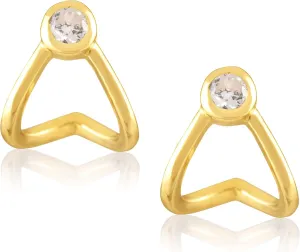 18K Yellow Gold Plated Sterling Silver Wrap Stud Earrings for Women
