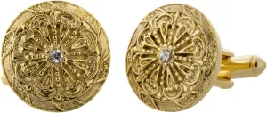 1928 Jewelry Mens Vintage Style Round Crystal Cufflinks