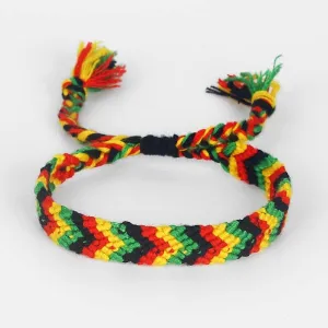 1pcs Handmade Ethnic Colorful Boho Lucky Friendship Surfer Bracelet End Cotton Tassel Bangles for Men&amp/Women DIY Jewelry - (Metal Color: B)