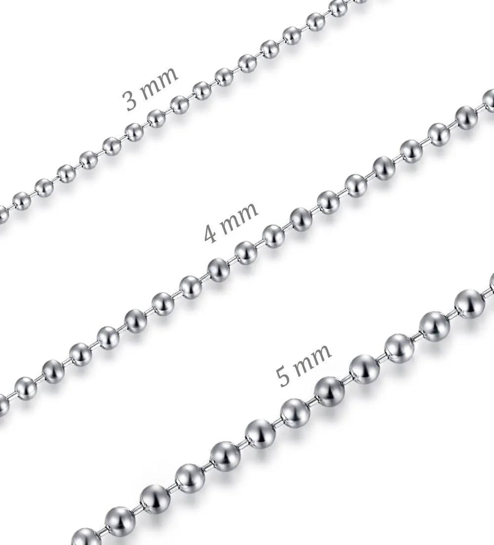 2-5mm Mens Womens Stainless Steel Silver Beads Ball Chain Necklace for Men Women, 18-30 Inches, 3Pcs a Set
